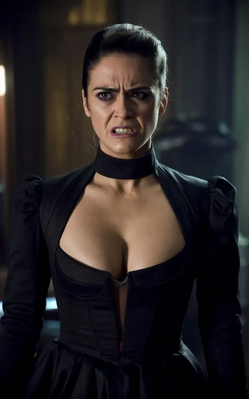 Evil-Angry-Actress-America-Olivo-with-Deep-Neckline