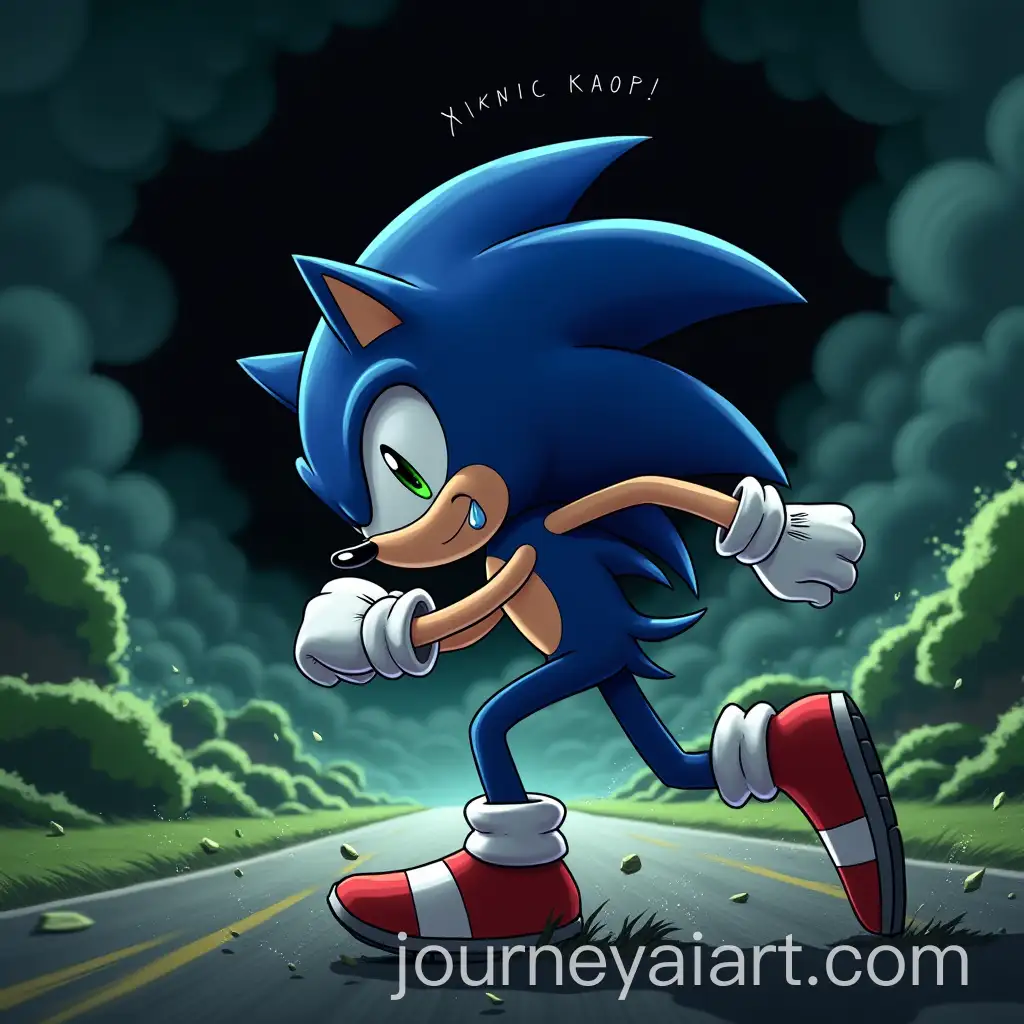 Sonic-the-Hedgehog-with-PepeAI-Image-Prompt-Expansion-the-Frog-Expression-in-Collapsing-Green-Hill-Zone