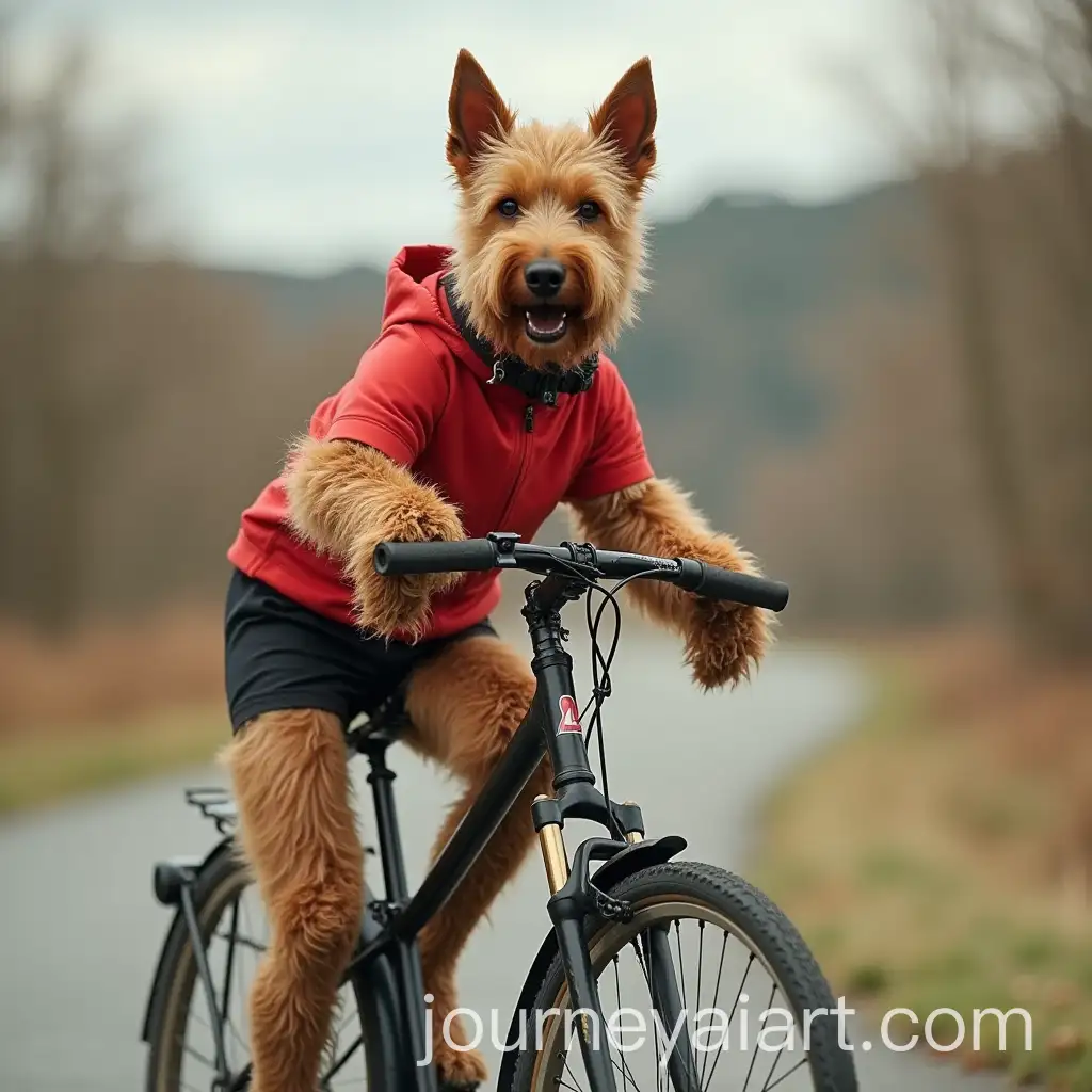 Jagdterrier-Riding-Bicycle-in-Urban-Setting