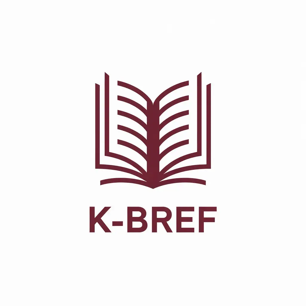 a vector logo design,with the text "K-BREF", main symbol:background, book, burgundy color,Minimalistic,be used in Events industry,clear background