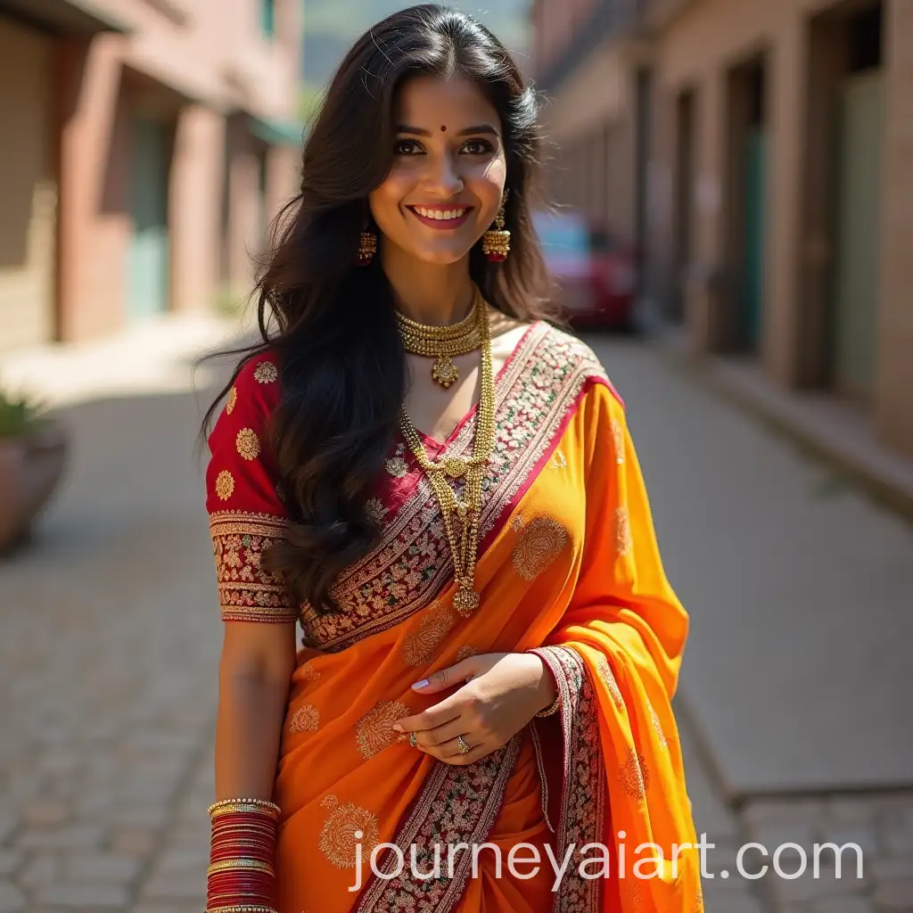 Traditional-Indian-Woman-Bhabhi-in-Colorful-Sari-and-Bangles