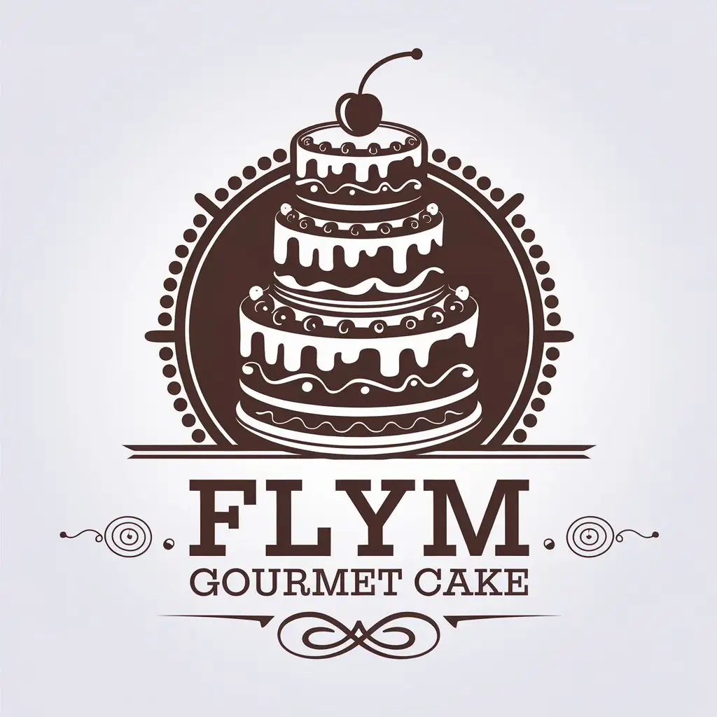 LOGO-Design-for-FLYM-Gourmet-Cake-Vector-Logo-with-Bolo-Symbol-for-Confectionery-and-Bakery-Industry