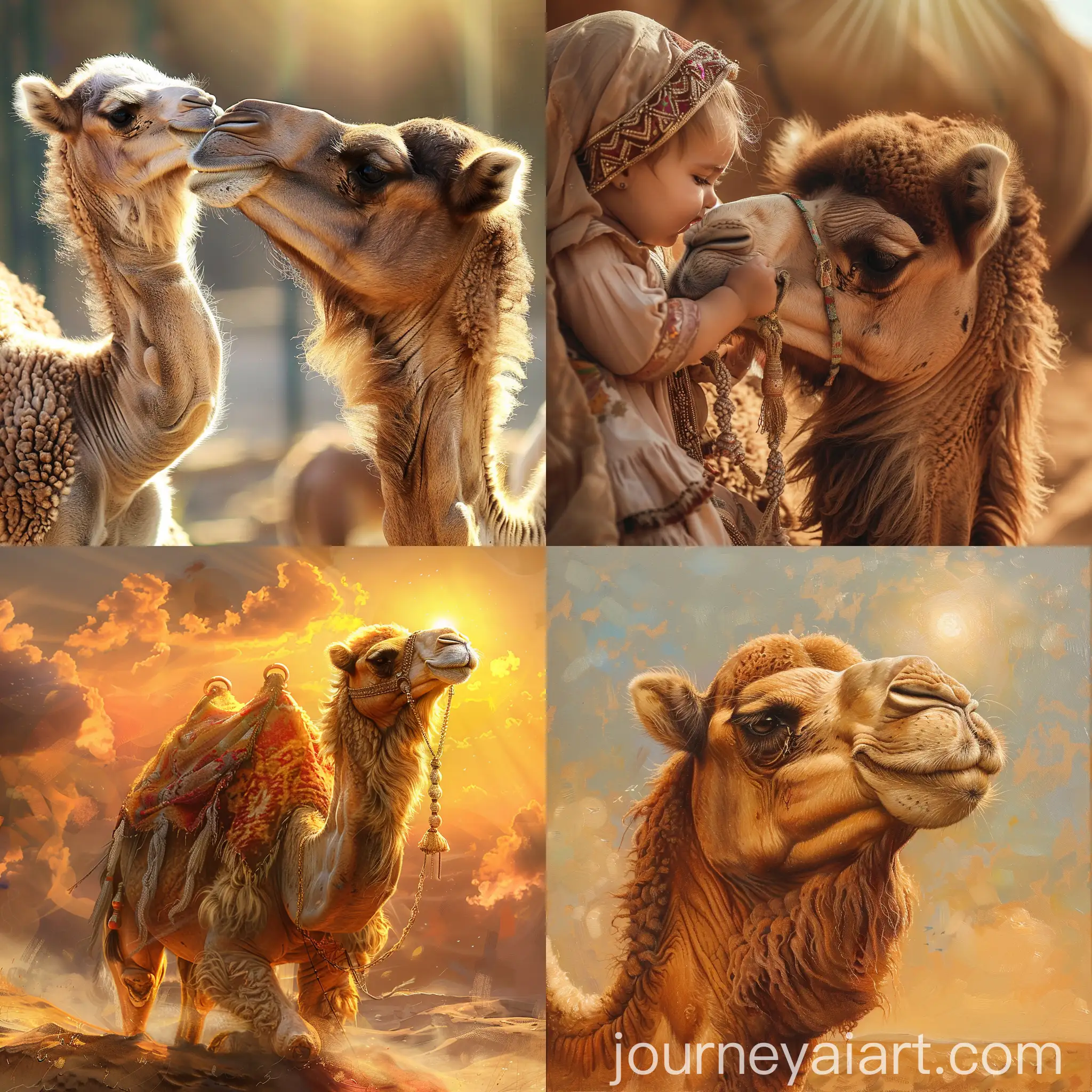 Beautiful-Camel-and-Baby-Enjoying-Sunlight