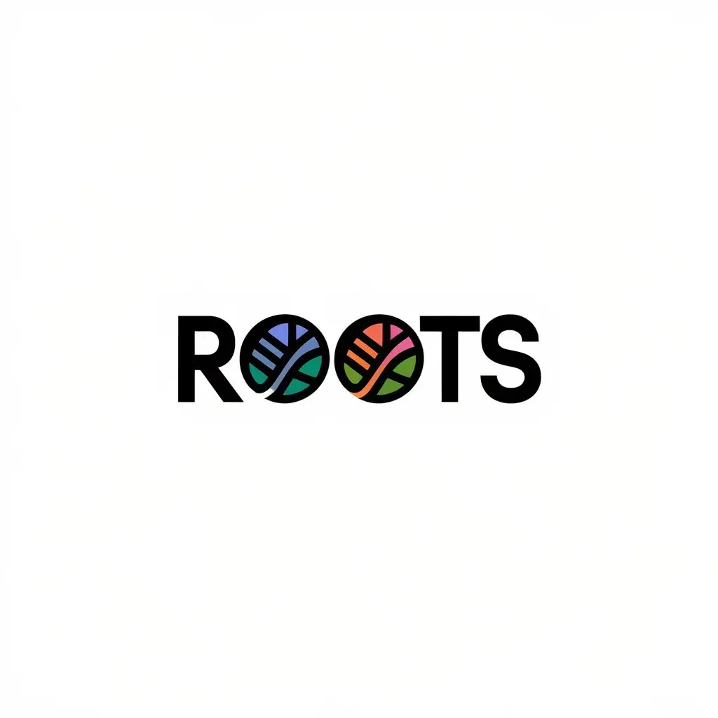 LOGO Design For Roots Modern Minimalist with Vibrant Colors and Abstract Leaf Icon