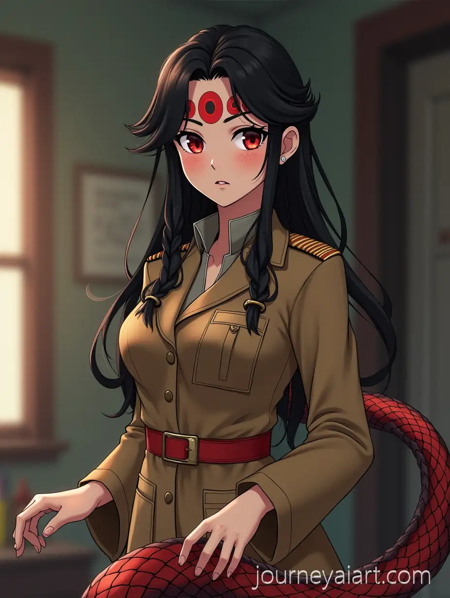 Naga-Lady-in-Imperial-MilitaryNaga-lady-surgeon-Doctor-Uniform-with-Snake-Tail-in-Surgeons-Office