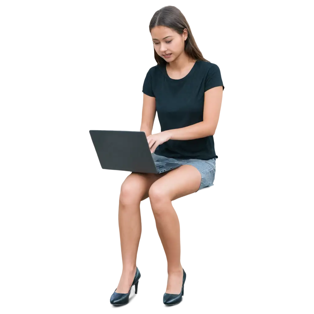 Young-Girl-Working-on-Laptop-HighQuality-PNG-Image