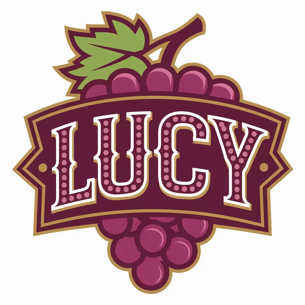 a vector logo design,with the text "Lucy", main symbol:grape,Moderate,be used in Entertainment industry,clear background