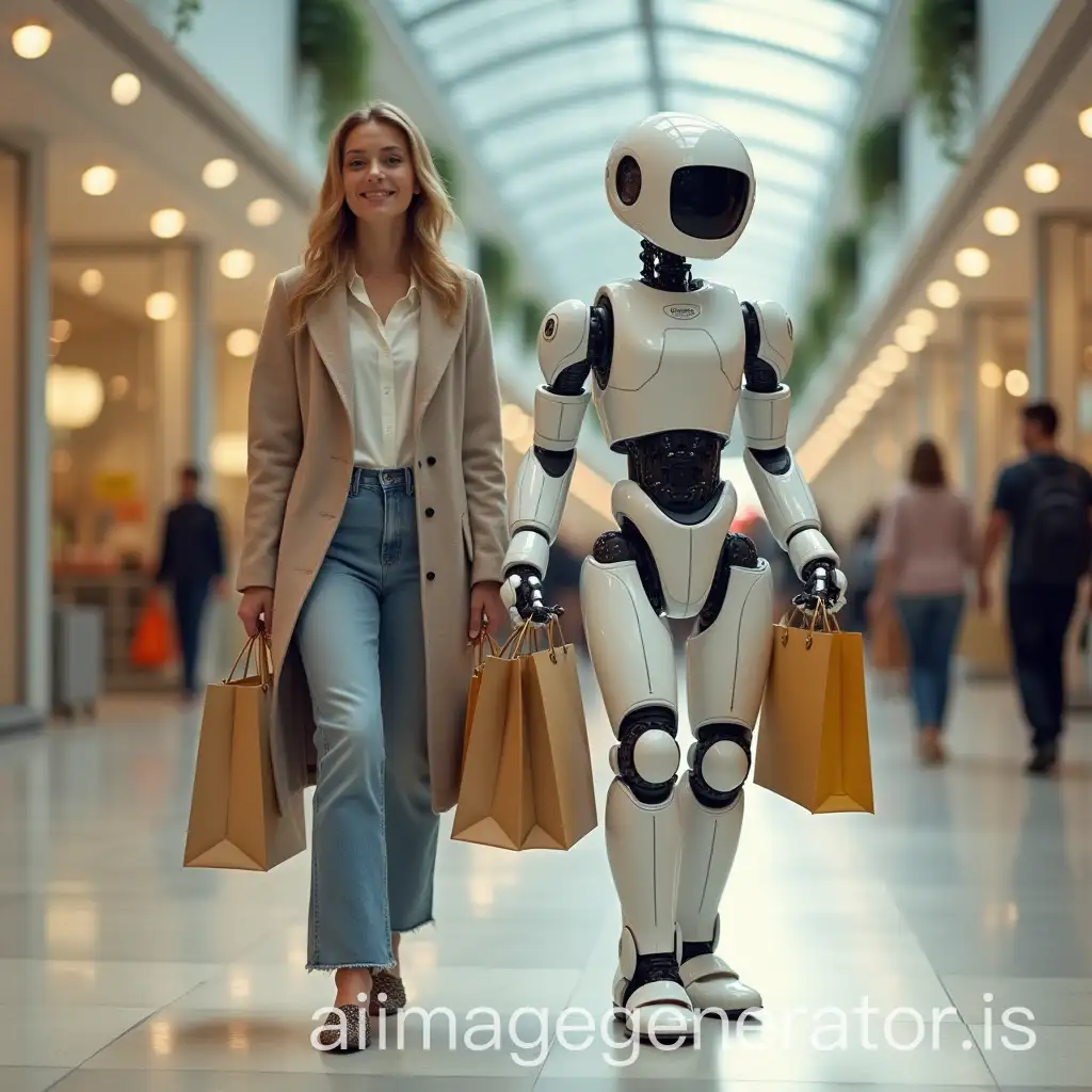 Woman-Shopping-with-Robot-Carrying-Her-Bags-in-Futuristic-Mall