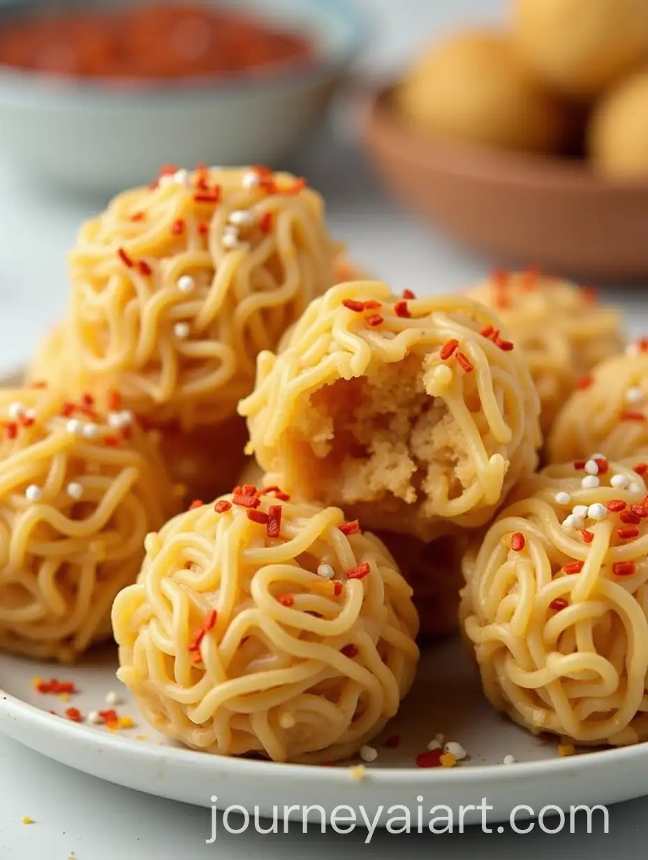 Maggi-Noodle-Laddoos-with-Caramelized-Jaggery-and-Chili-Flakes