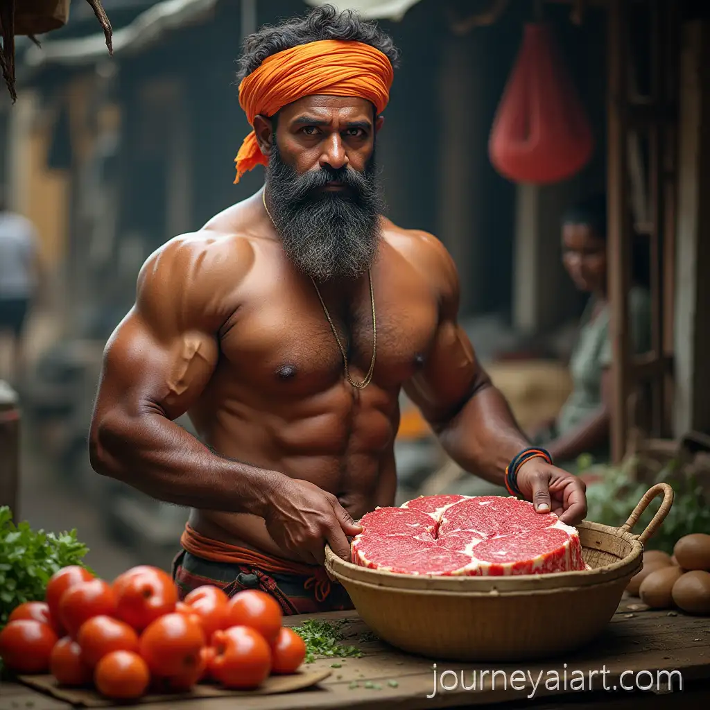 Muscular-Indian-Farmer-Selling-Sugarcane-Juice-in-a-Bustling-Market
