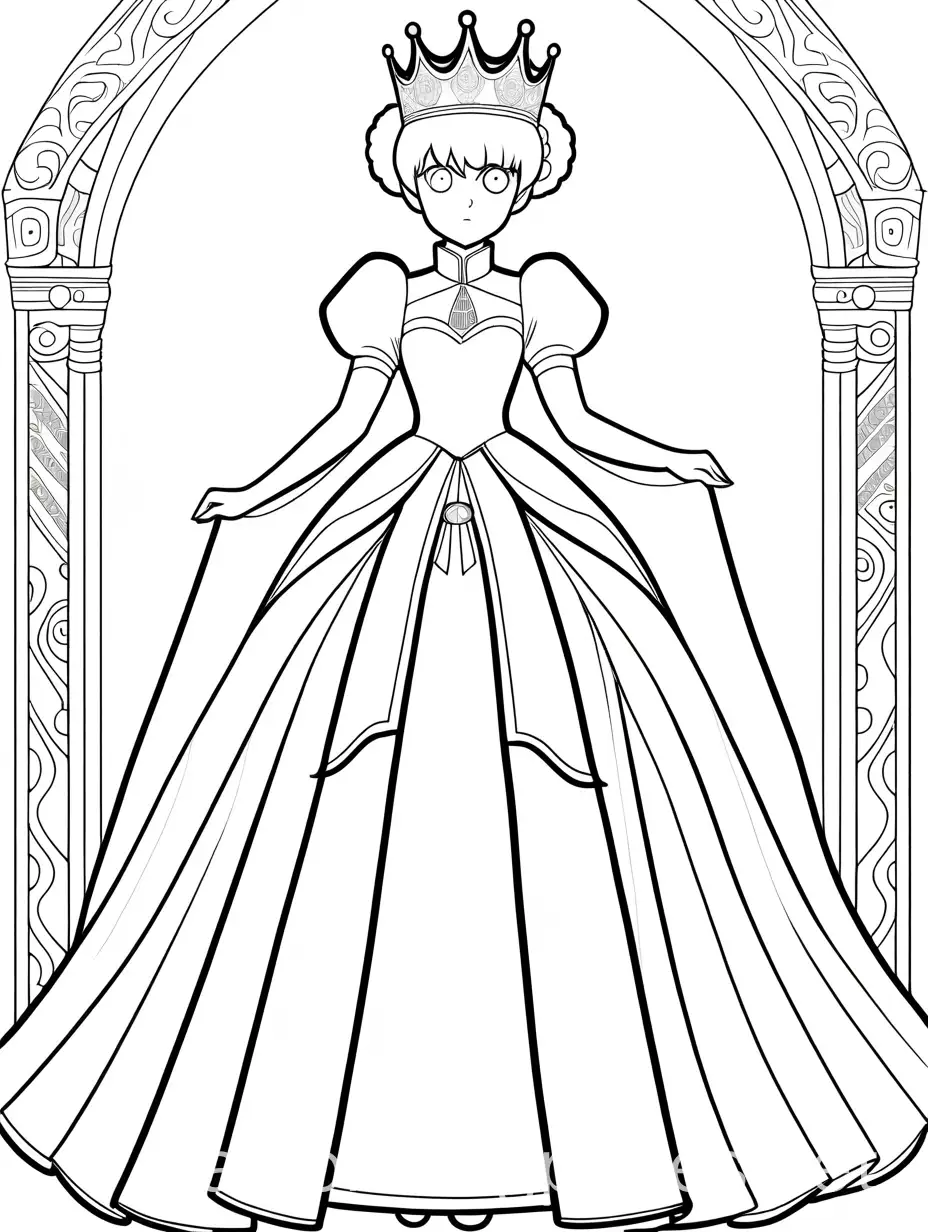 Mob-Psycho-100-Character-in-Princess-Costume-Coloring-Page