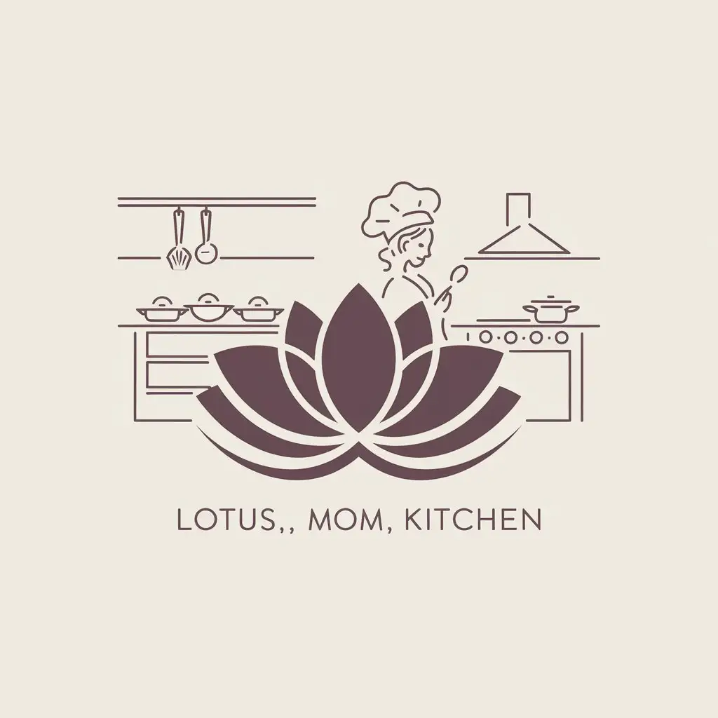 LOGO Design for Lotus Mom Kitchen Lotus Symbol with a Warm Inviting Theme for Family Cooking