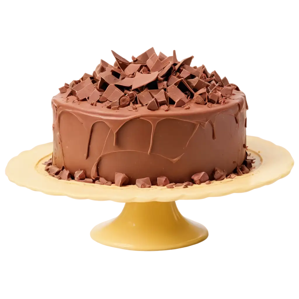 Homemade-Chocolate-Birthday-Cake-PNG-Image-on-Yellow-Table-Horizontal-View