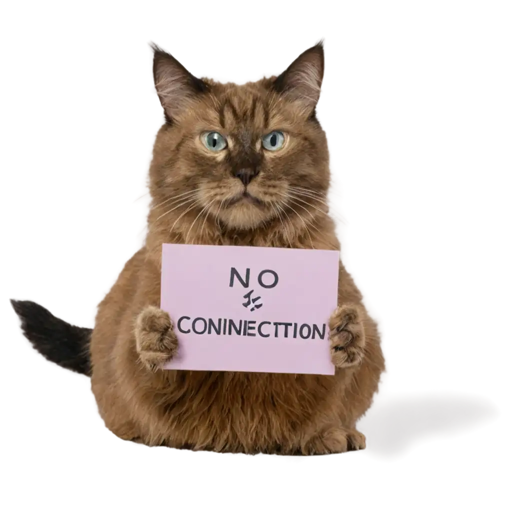 Cat-Holding-No-Connection-Offline-Note-PNG-Perfect-for-Digital-Break-or-ConnectivityThemed-Projects