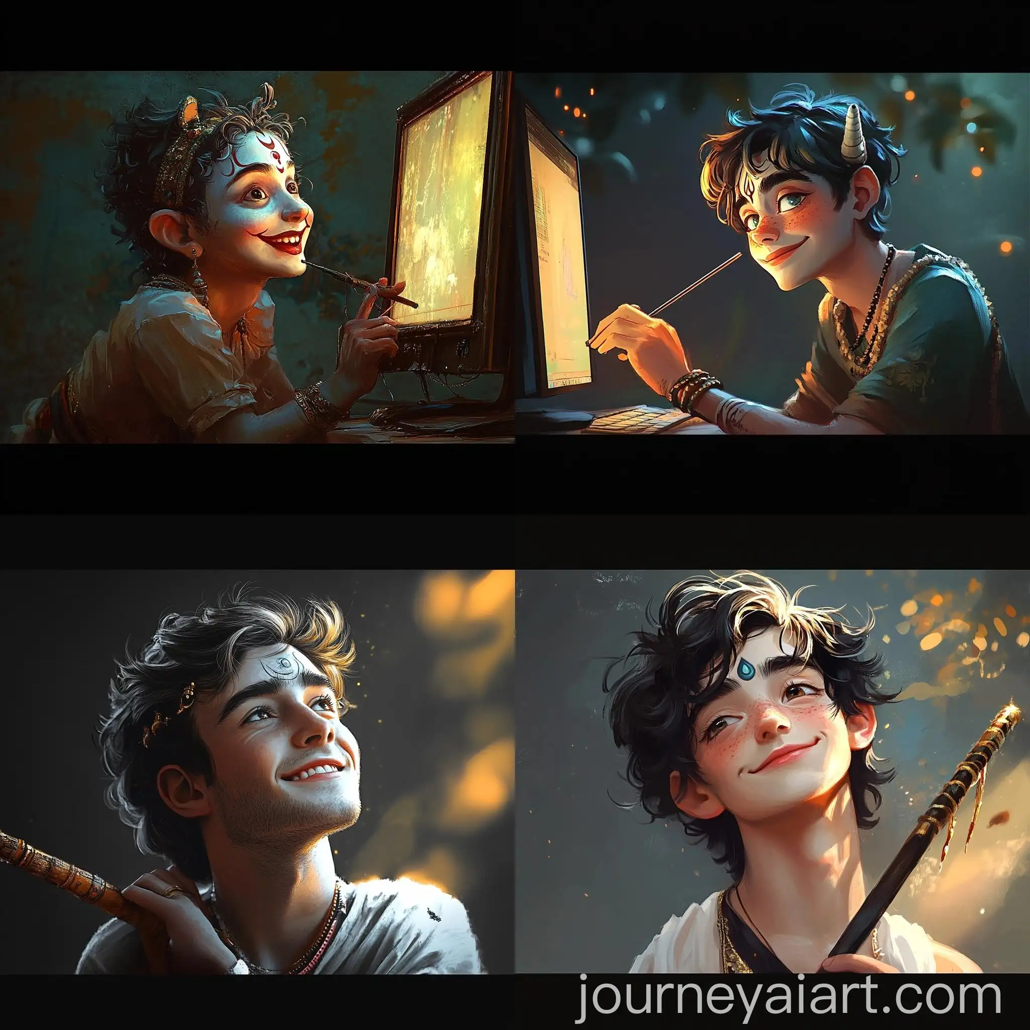 Man-Smiling-at-Computer-Screen