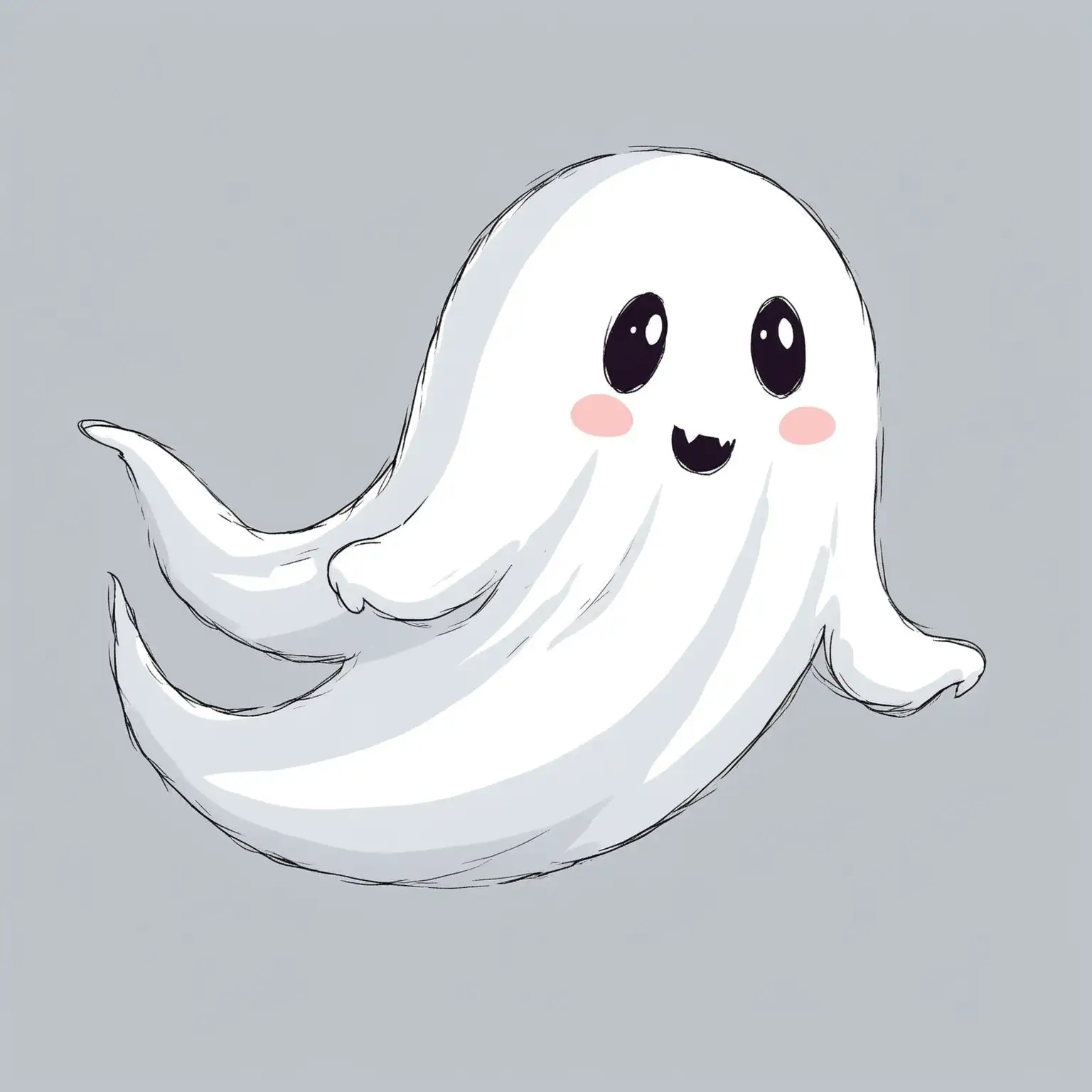 Friendly Cartoon Ghost Character on Clean White Background