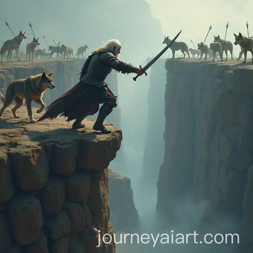 Old-Warrior-Battling-Wolves-at-the-Edge-of-a-Chasm