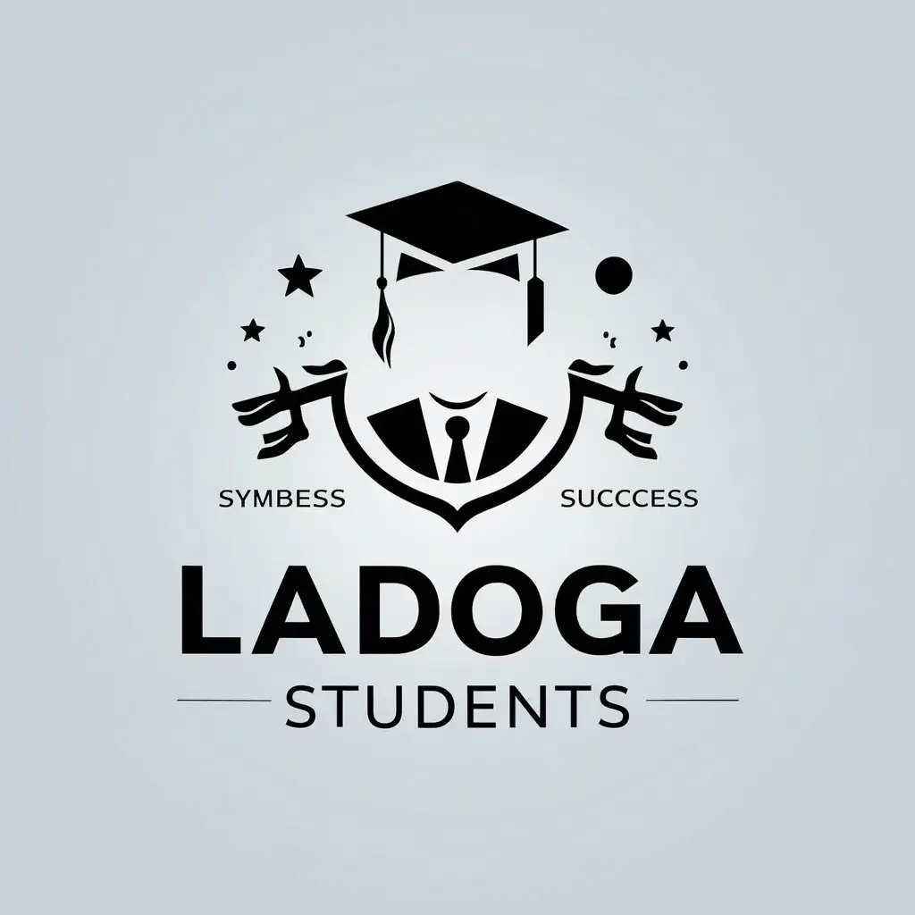 a vector logo design,with the text "Ladoga Students", main symbol:student, work, big company, success, alcohol,Minimalistic,be used in Education industry,clear background