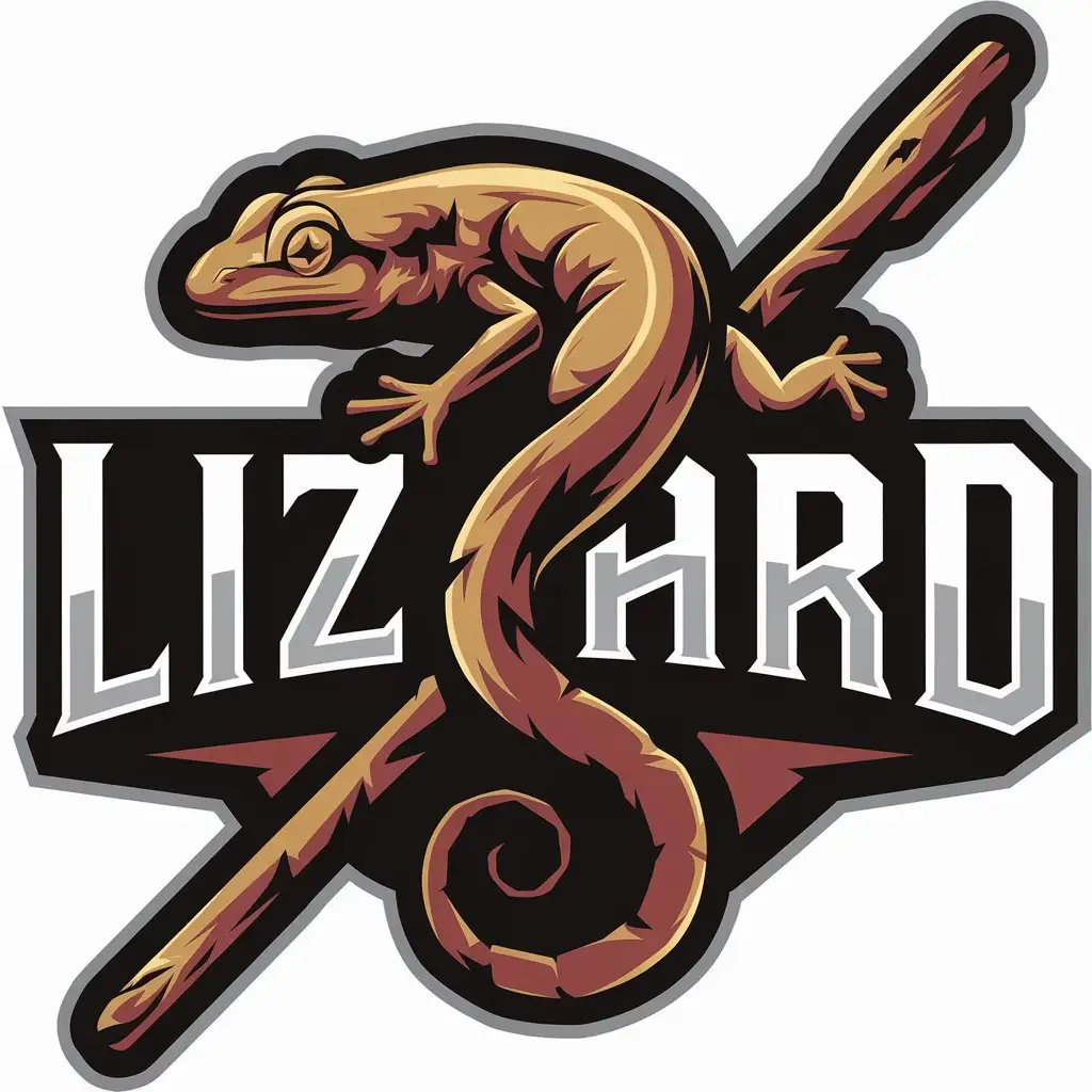 a vector logo design,with the text "lizard", main symbol:Salamander stick,complex,be used in Animals Pets industry,clear background