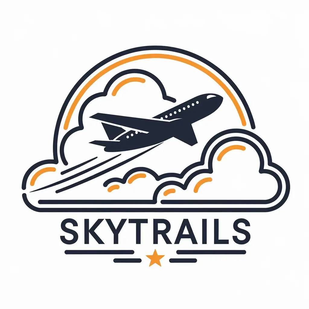 LOGO Design for SkyTrails Airplane and Clouds with Moderate Theme for Travel Industry