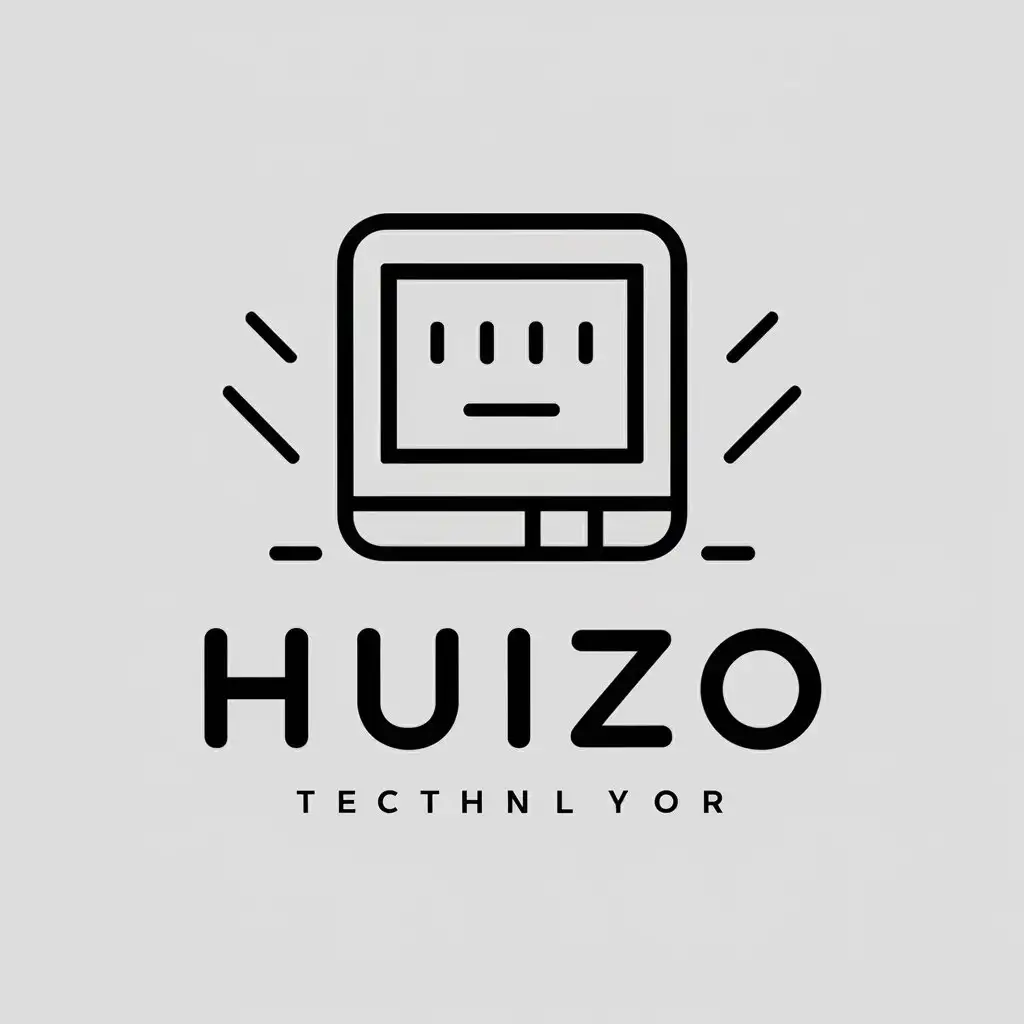 a vector logo design,with the text "HUIZo", main symbol:computer,Minimalistic,be used in Technology industry,clear background