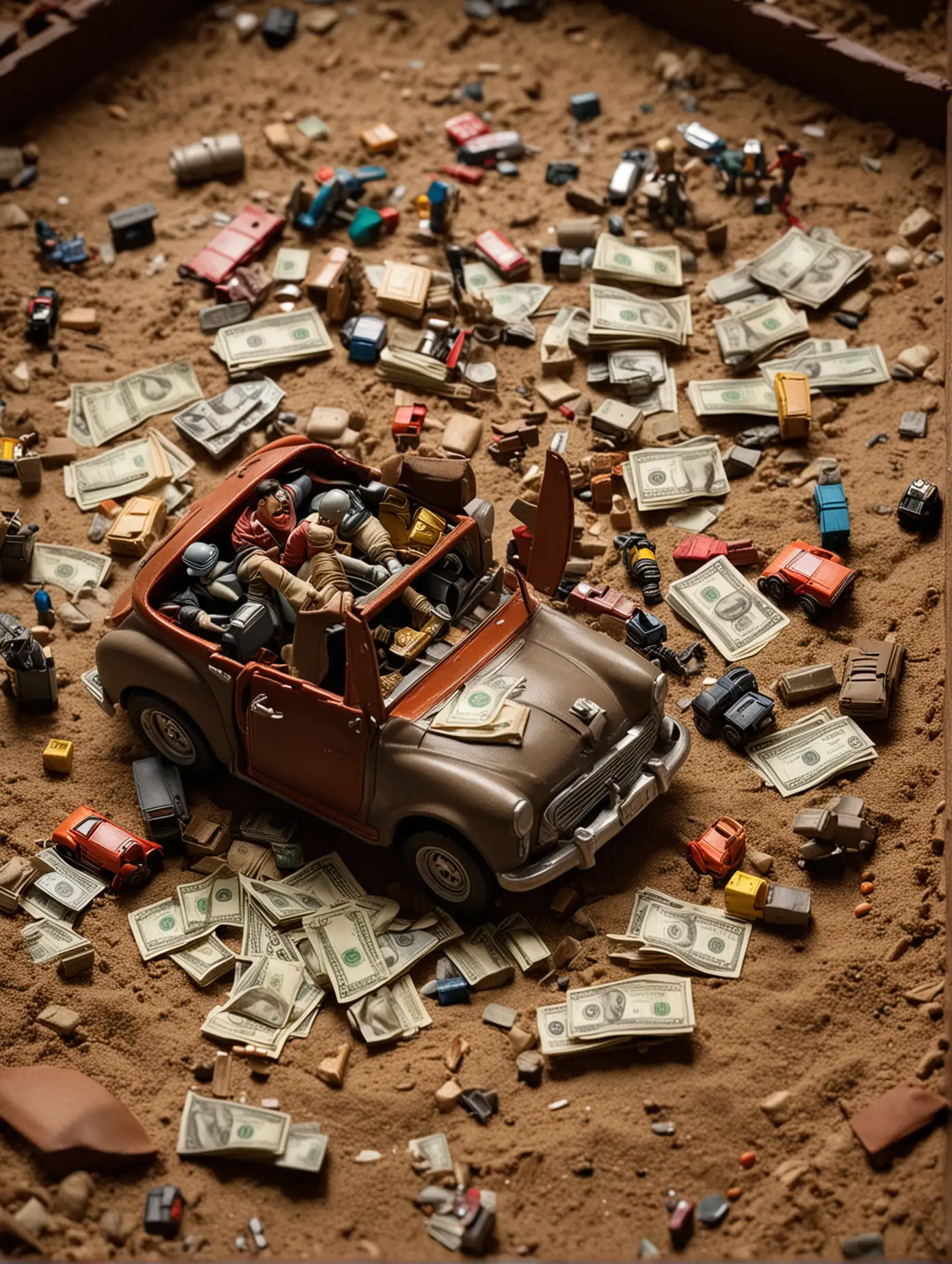 Action Figures and Matchbox Cars in Cinematic Style