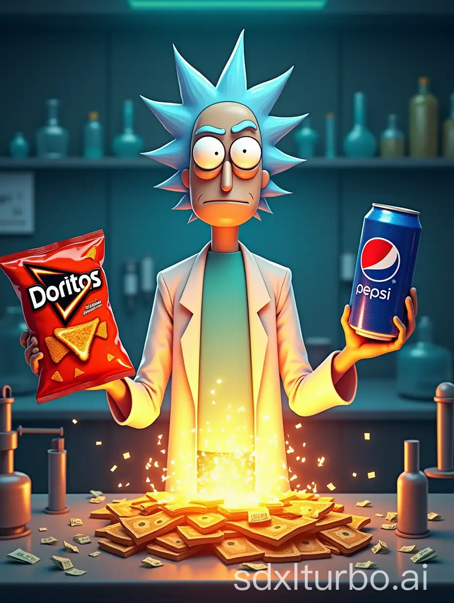 Scientist-in-CERN-Laboratory-Creating-Money-with-Doritos-and-Pepsi