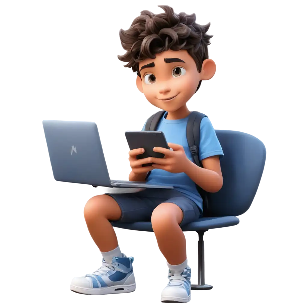 Cartoon-Boy-With-Technology-And-Gadgets-PNG-Image-HighQuality-Digital-Illustration-for-Creative-Projects