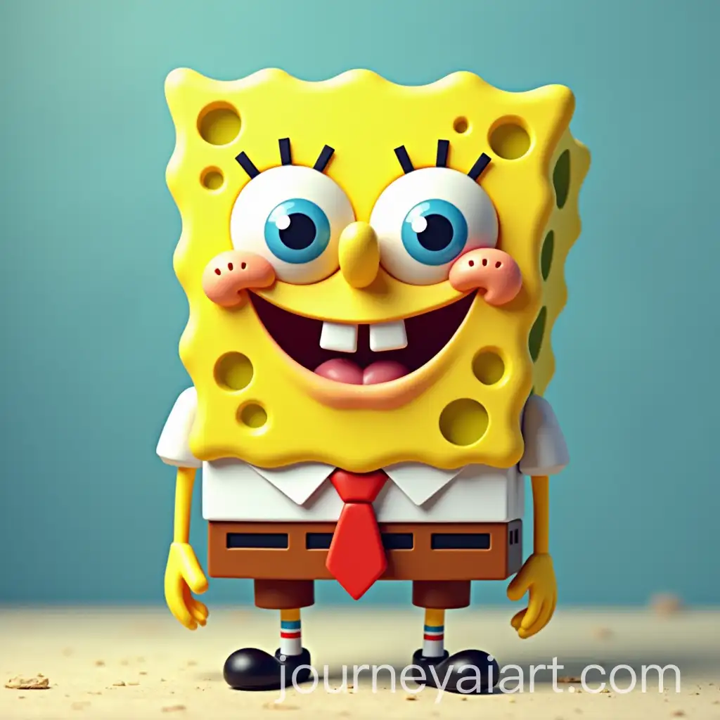 CloseUp-of-SpongeBob-SquarePants-Head-with-Iconic-Features