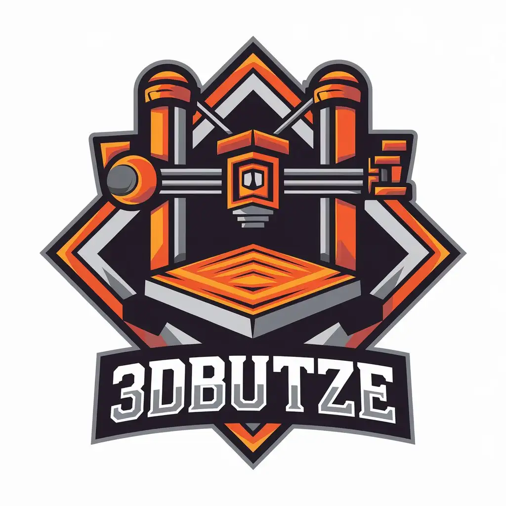 LOGO Design For 3DBUTZE Modern 3D Printer Symbol in Technology Industry