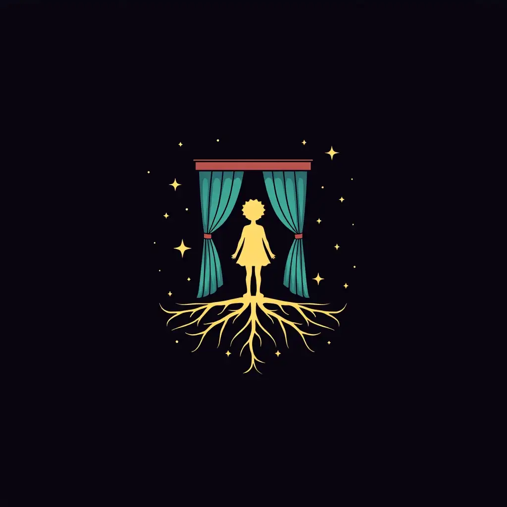 Poised-Performance-Logo-Stage-Silhouette-and-Roots-Symbolizing-Confidence-and-Growth