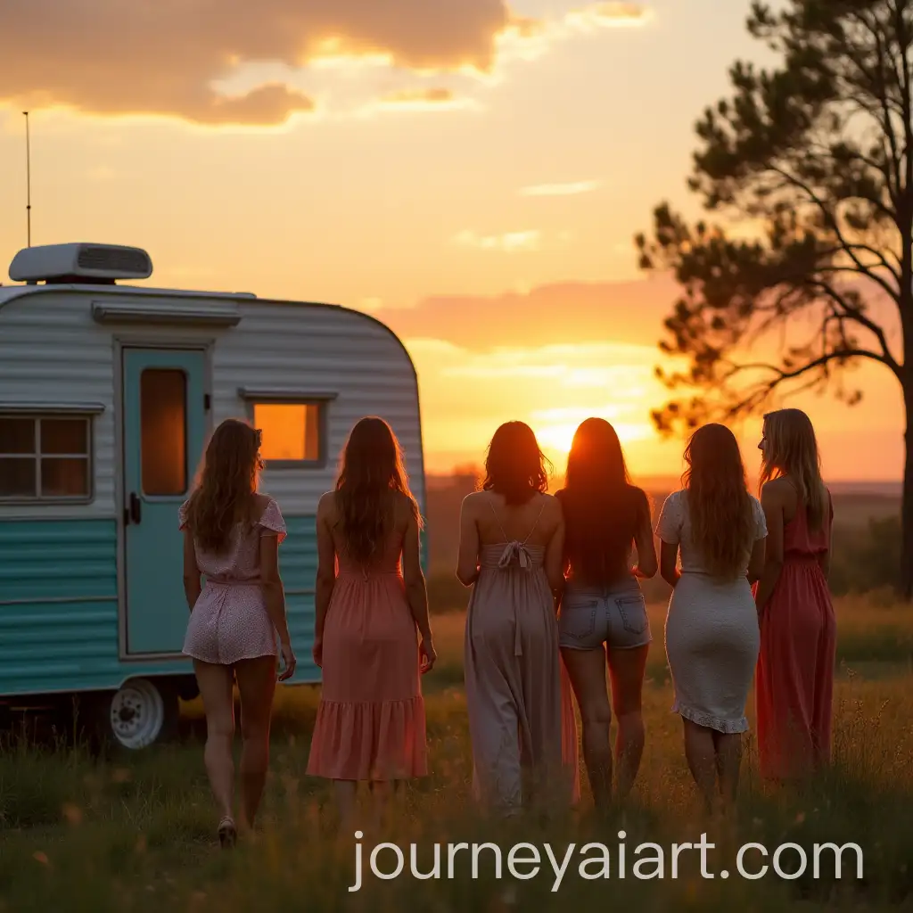 Group-of-Seven-Women-in-Their-Sixties-withAI-Image-Prompt-Expansion-Sunset-and-Trailer-in-Scenic-Landscape