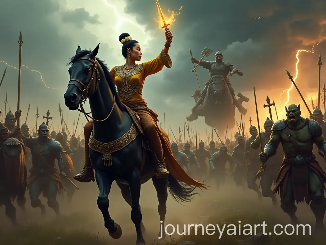Epic-Battlefield-Clash-Between-Human-and-Orc-Armies-Led-by-Javanese-Woman-Warrior