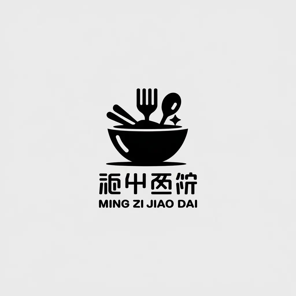 LOGO-Design-for-Ming-Zi-Jiao-Dai-Minimalistic-Design-with-Wasteful-Spoons-Bowl-and-Garbage-Bag-Theme