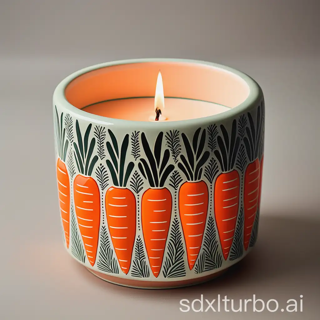 Colorful-Ceramic-Candle-Vessel-with-Carrot-Pattern-Design