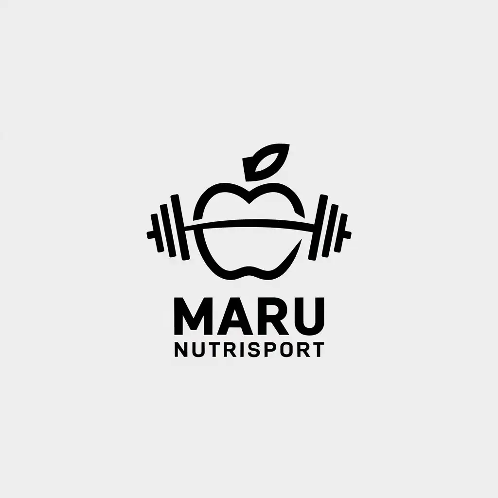 LOGO Design for Maru NutriSport Minimalistic Apple with Dumbbells and Leaf for Sports Fitness