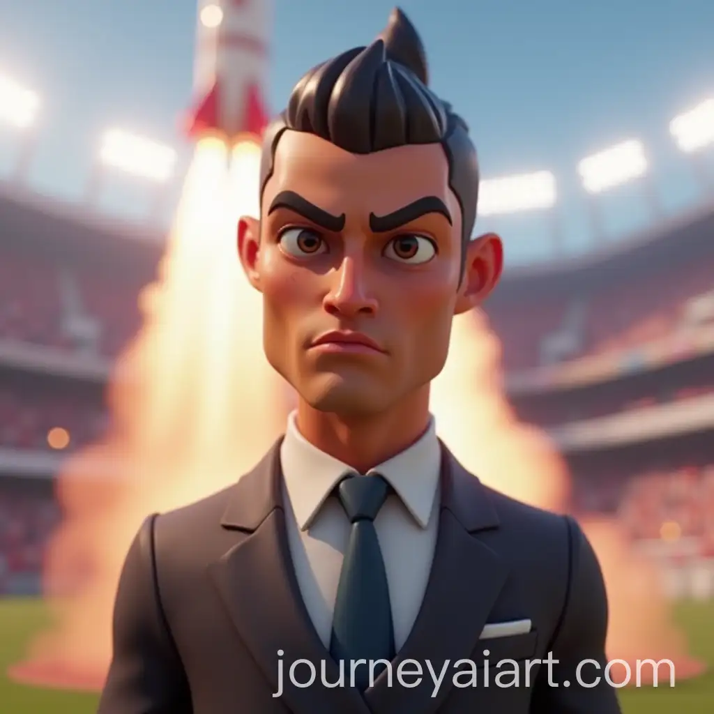 Cristiano-Ronaldo-as-a-Fortnitestyle-Cartoon-Character-in-a-Rocket-Launch-Scene