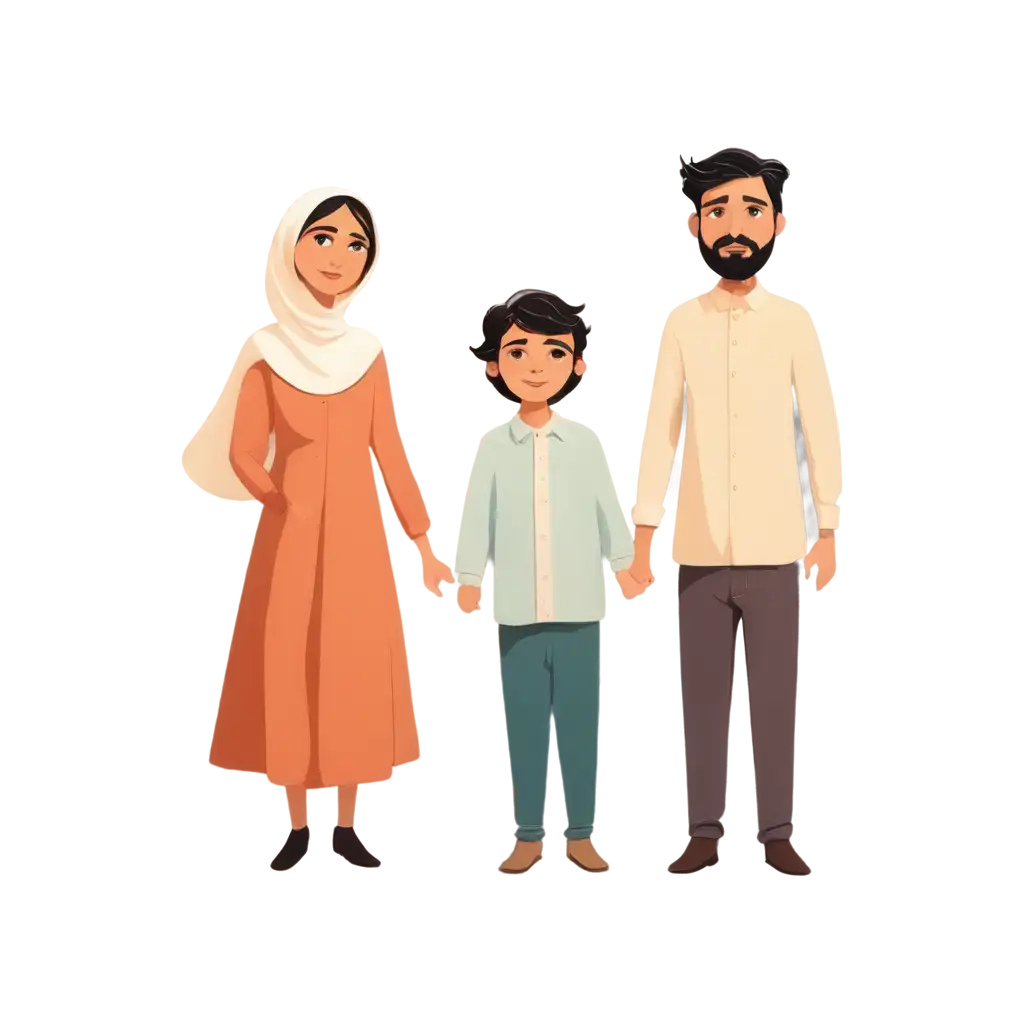 Modern-Pakistani-Family-Cartoon-PNG-Image-Parent-Mother-Father-and-Child