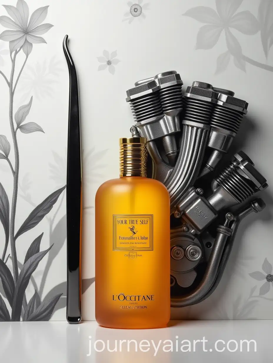 Luxury-and-Precision-Ferrari-Engine-Scalpel-and-LOccitane-Bottle-Composition