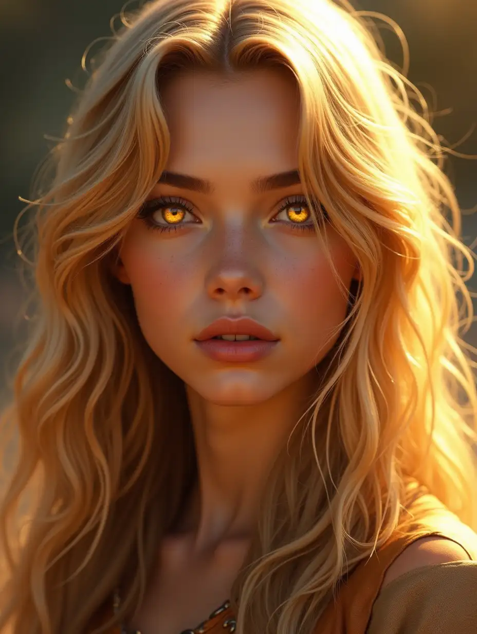 Portrait-of-a-Pretty-Young-Female-Warrior-with-Golden-Hair-and-Eyes