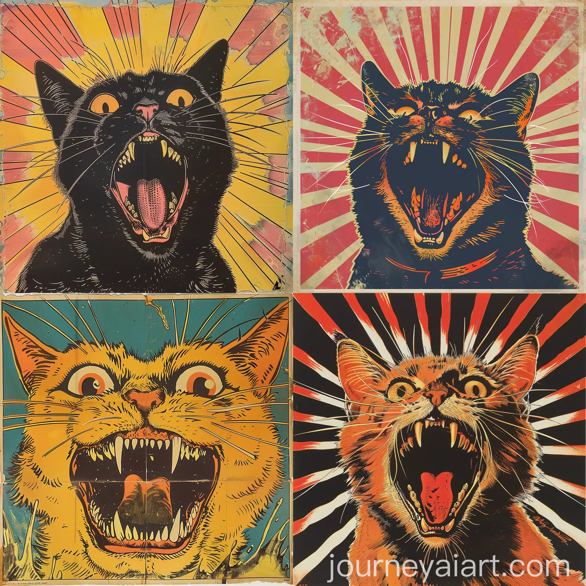 Vintage-Style-Cat-Warning-Poster-with-Teeth