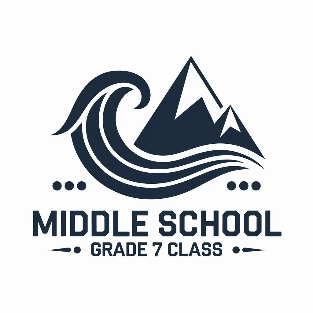 Logo-Design-for-Middle-School-Grade-7-Class-Waves-and-Mountain-Peaks-Symbolizing-Education