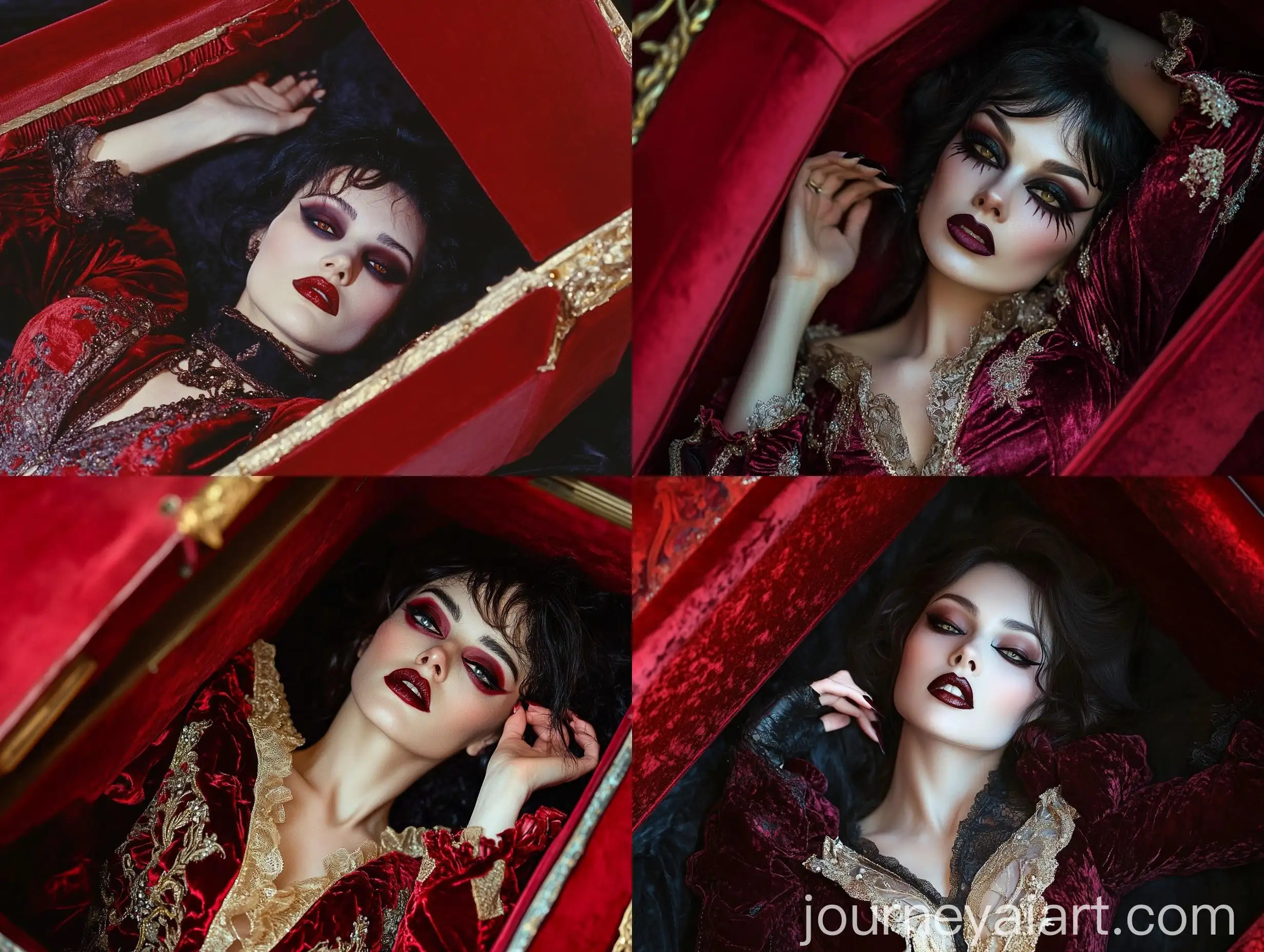 Intense-Vampire-Woman-in-Red-Velvet-Coffin