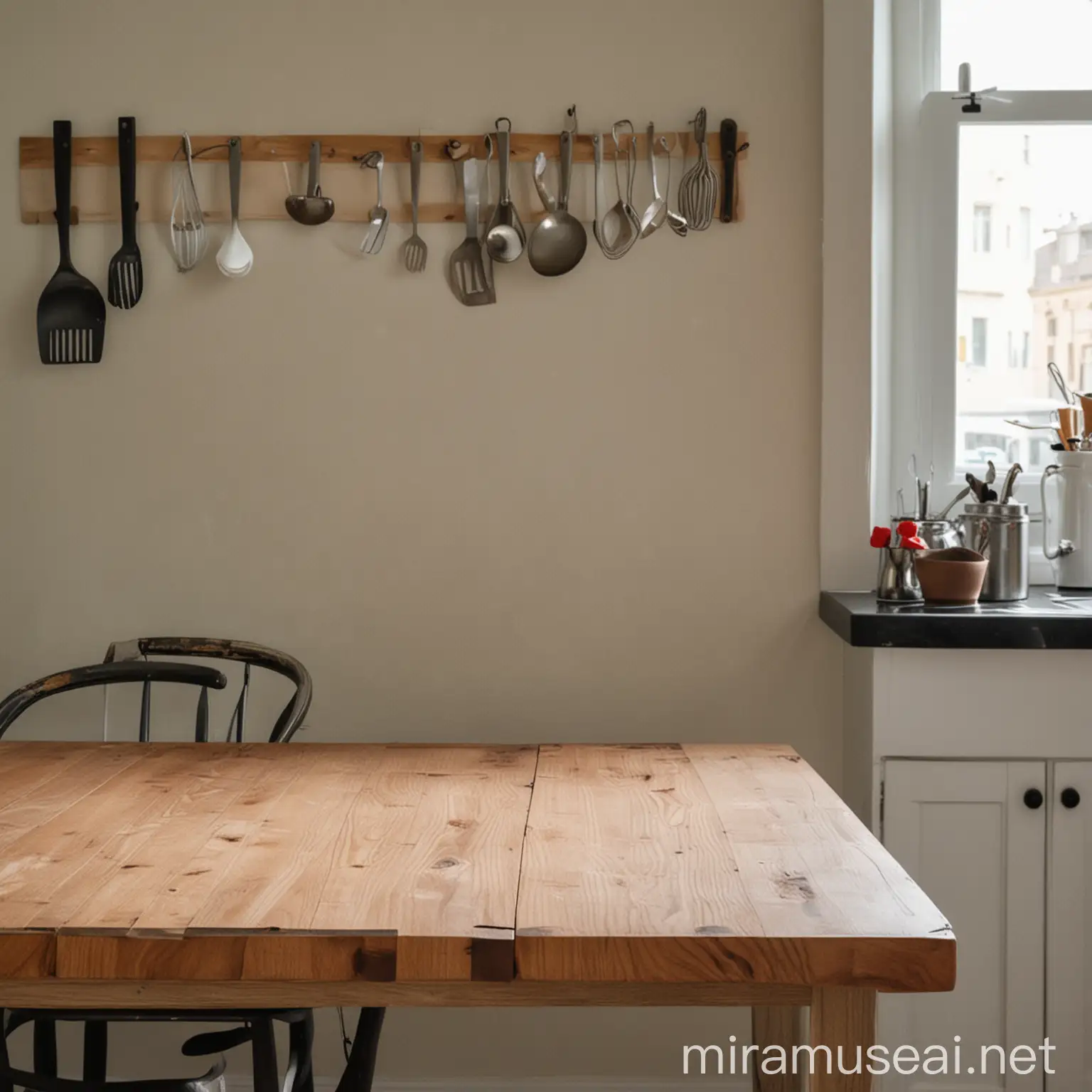 Kitchen Table with Utensils in Warm Light