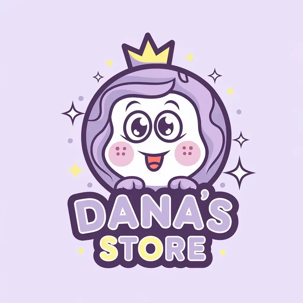 LOGO Design for DANAs Store Playful Cartoon Character with Purple and Cheerful Colors