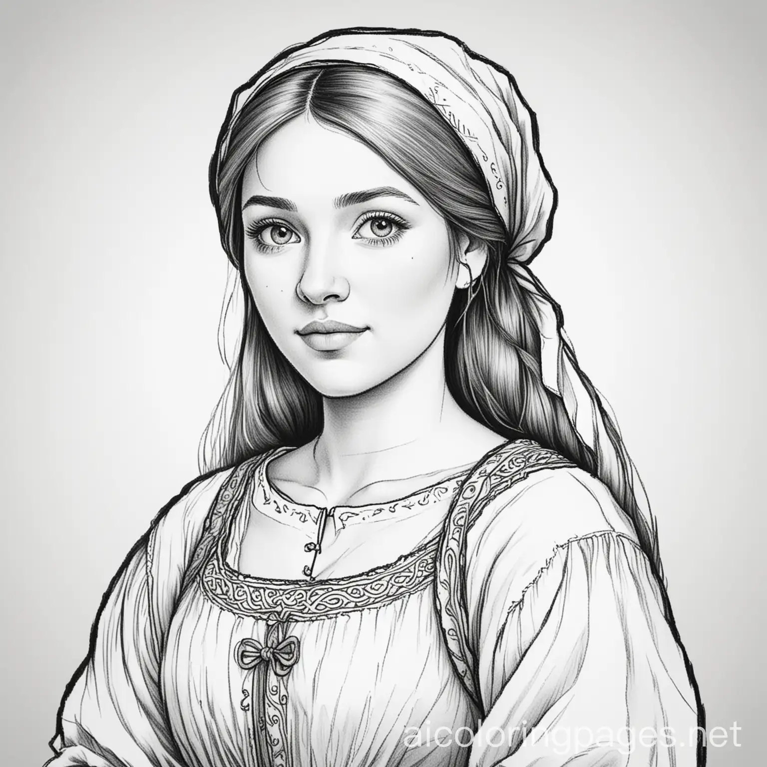 Medieval-Peasant-Girl-Coloring-Page-for-Children