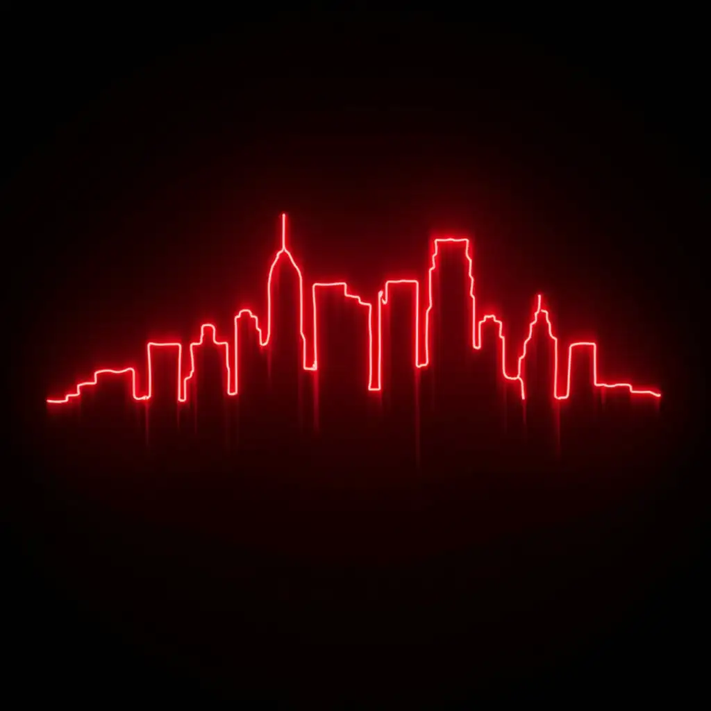 Jungle-City-in-Red-Neon-Lines-with-Glowing-Brush-Strokes