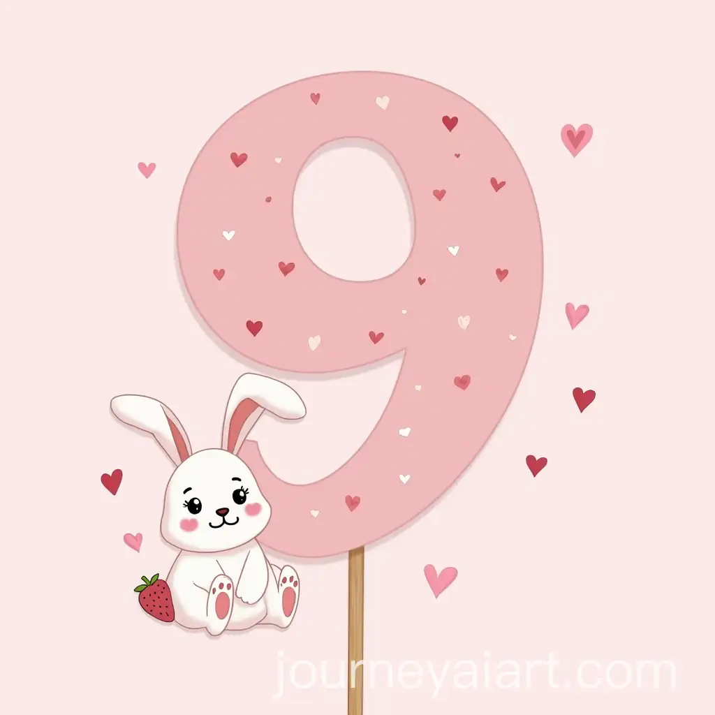 Custom-Birthday-Logo-Design-for-9YearOld-Daughter-with-Rabbit-and-Strawberry-Theme