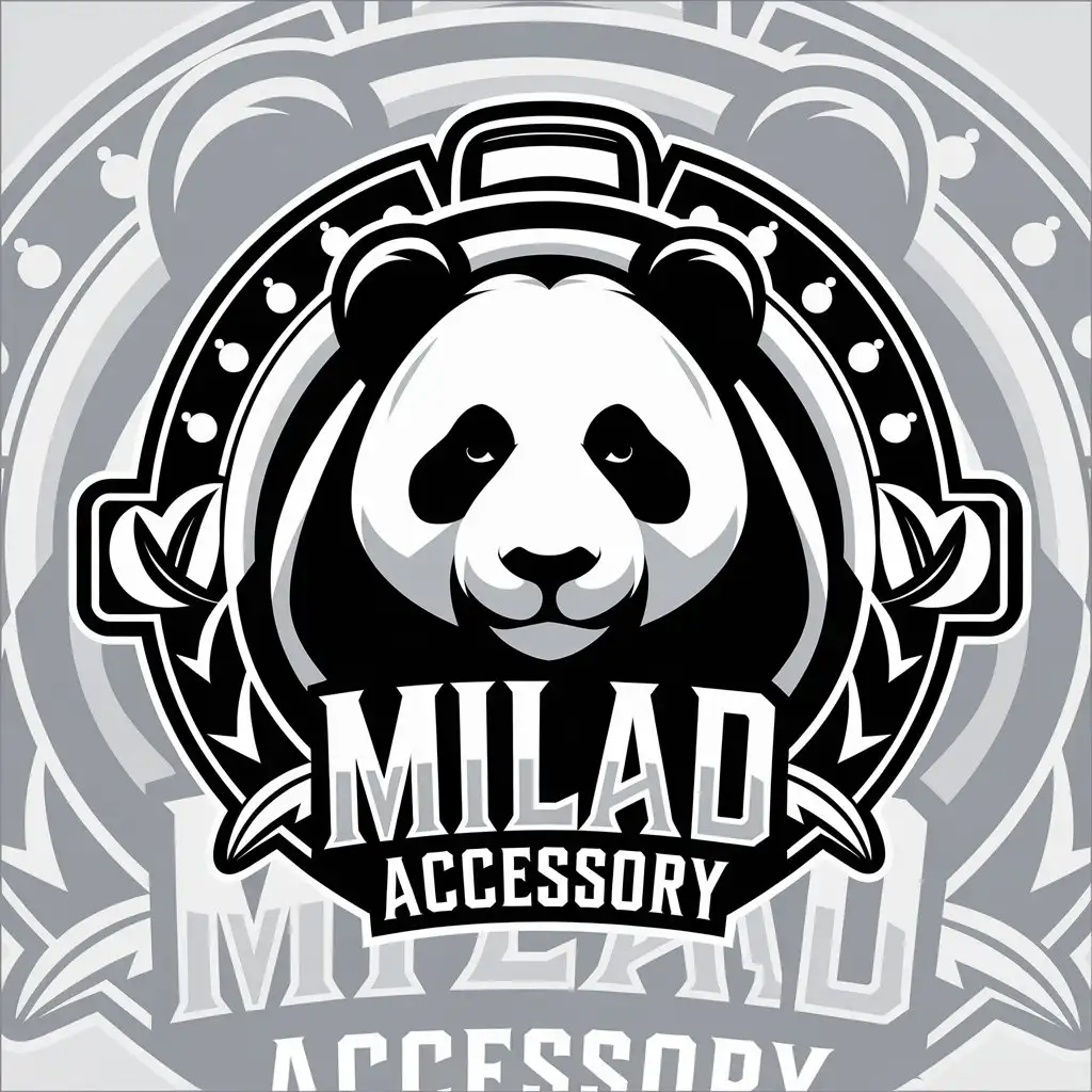 a vector logo design,with the text "milad accessory", main symbol:panda,complex,be used in accessory industry,clear background