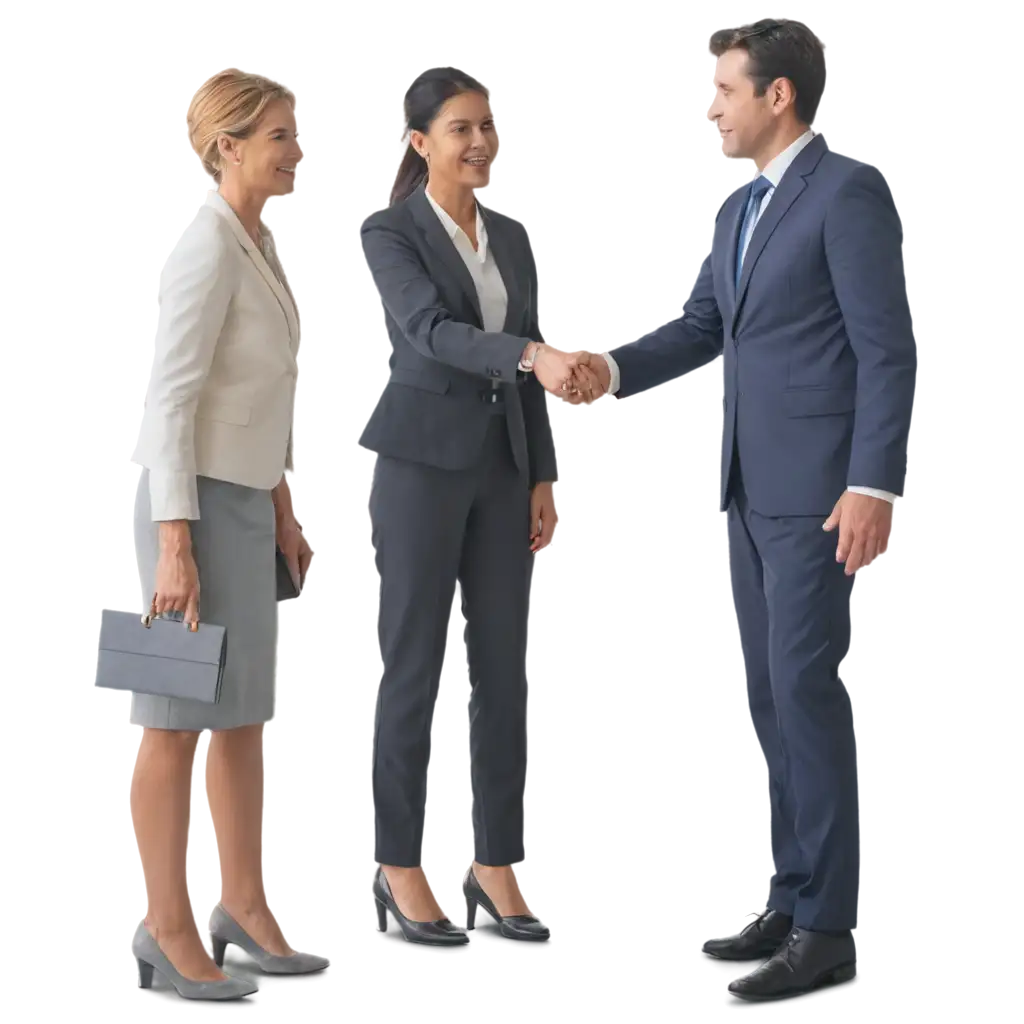 Businesswomen shaking hands with businessmen